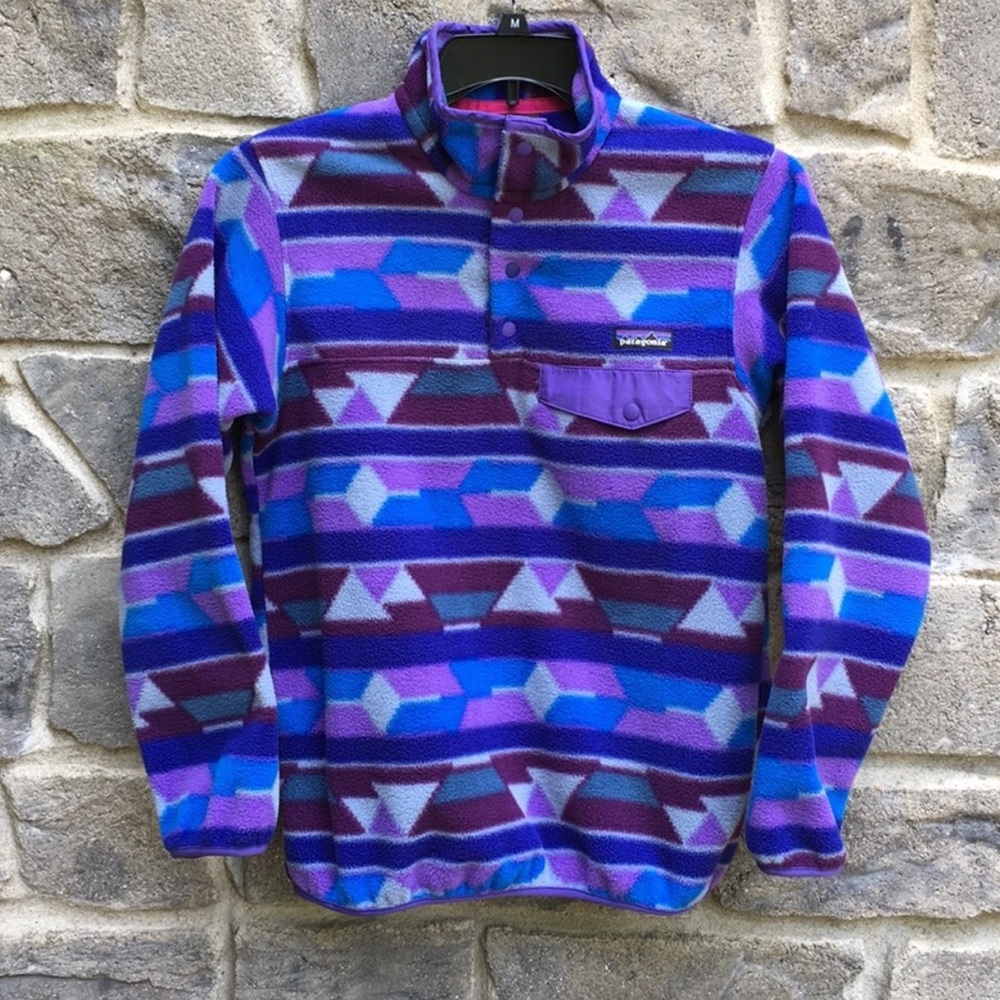 Patagonia Synchilla Snap-T Fleece Pullover Women’s XS Geometric Purple Style